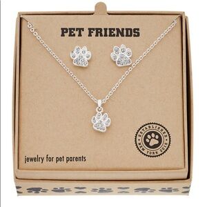 Pet Friends Paw Print Pendant & Stud Earring Set